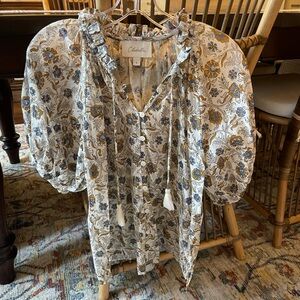 Cleobella Organic Cotton Top . Size s . Blue/cream/tobacco